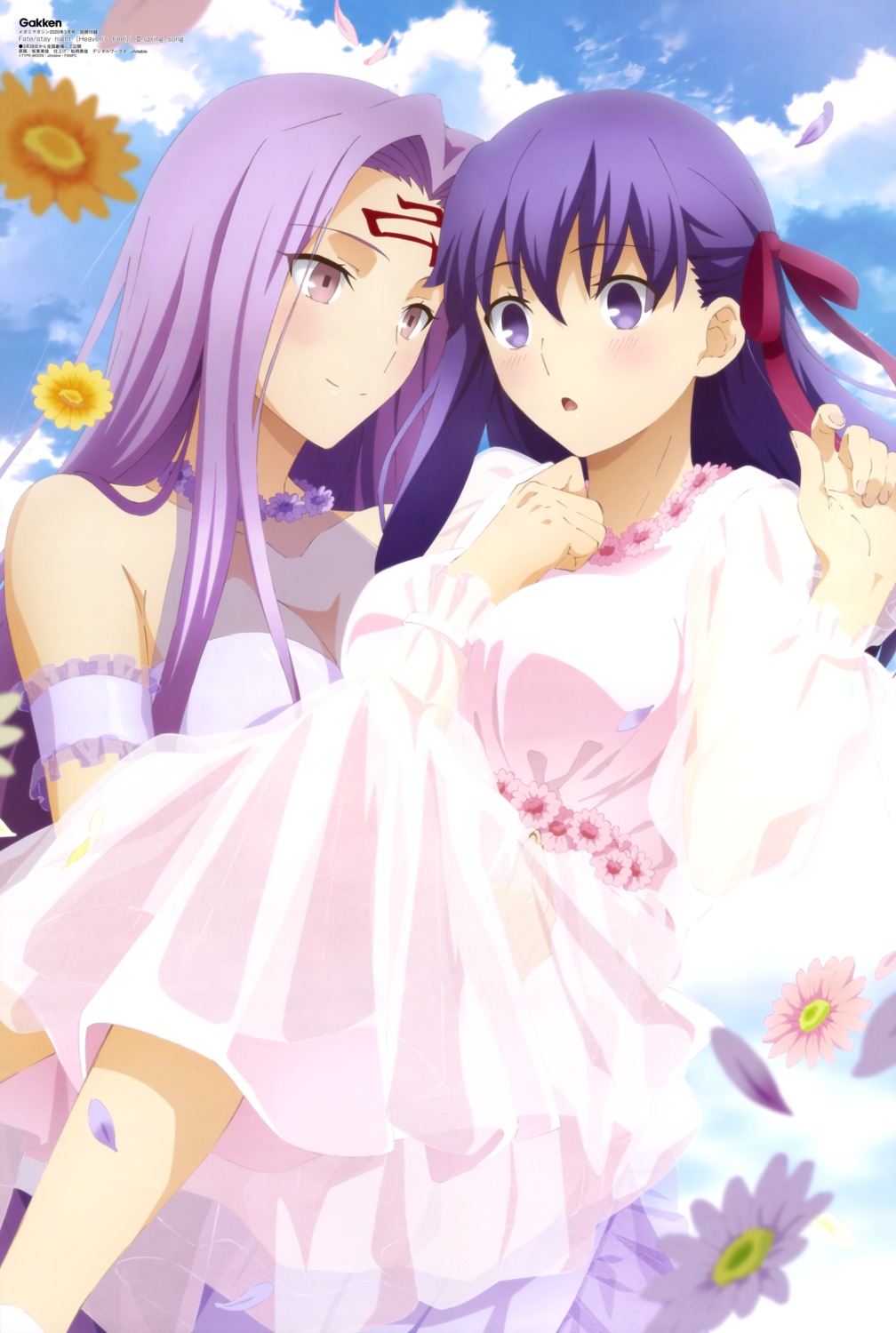 bandou_mika, cleavage, dress, fate/stay_night, matou_sakura, medusa_(fate), see_through, tattoo, yuri
