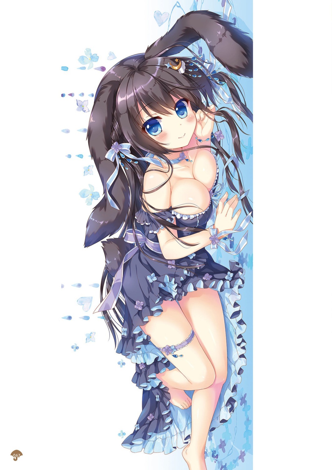ameto_yuki, animal_ears, bunny_ears, cleavage, dress, garter, noir_(ameto_yuki)