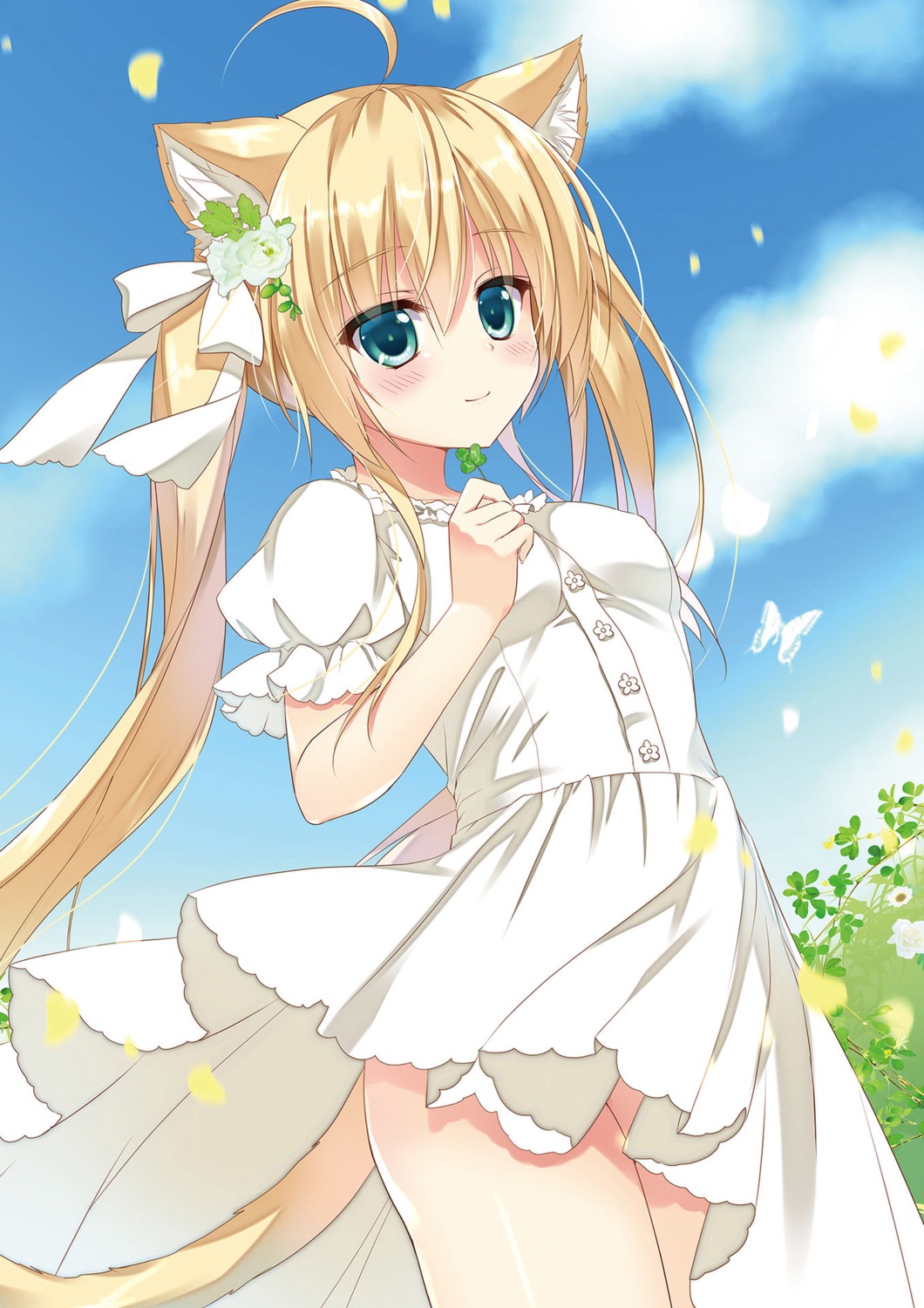 ameto_yuki, animal_ears, choco_mint_(ameto_yuki), dress, nekomimi, nopan, skirt_lift, stitchme, summer_dress, tail