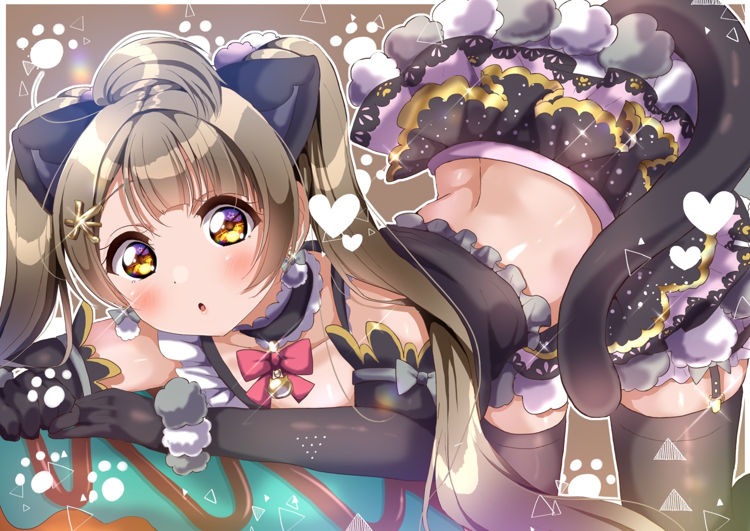 animal_ears, love_live!, love_live!_(series), minami_kotori, nekomimi, panda_copt, stockings, tail