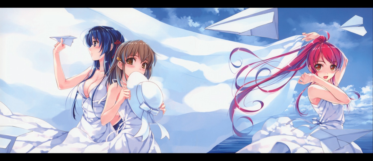 abhar, cleavage, dress, fixed, koga_sayoko, misaki_kurehito, miyamae_tomoka, suiheisen_made_nan_mile?