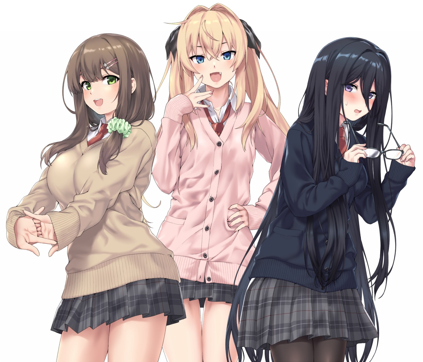 megane, pantyhose, seifuku, sweater, yagi_(ningen)