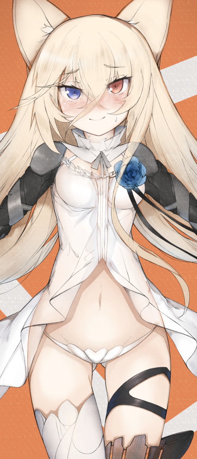 animal_ears, cleavage, ekuesu, g41_(girls_frontline), garter, girls_frontline, heterochromia, pantsu, see_through, thighhighs