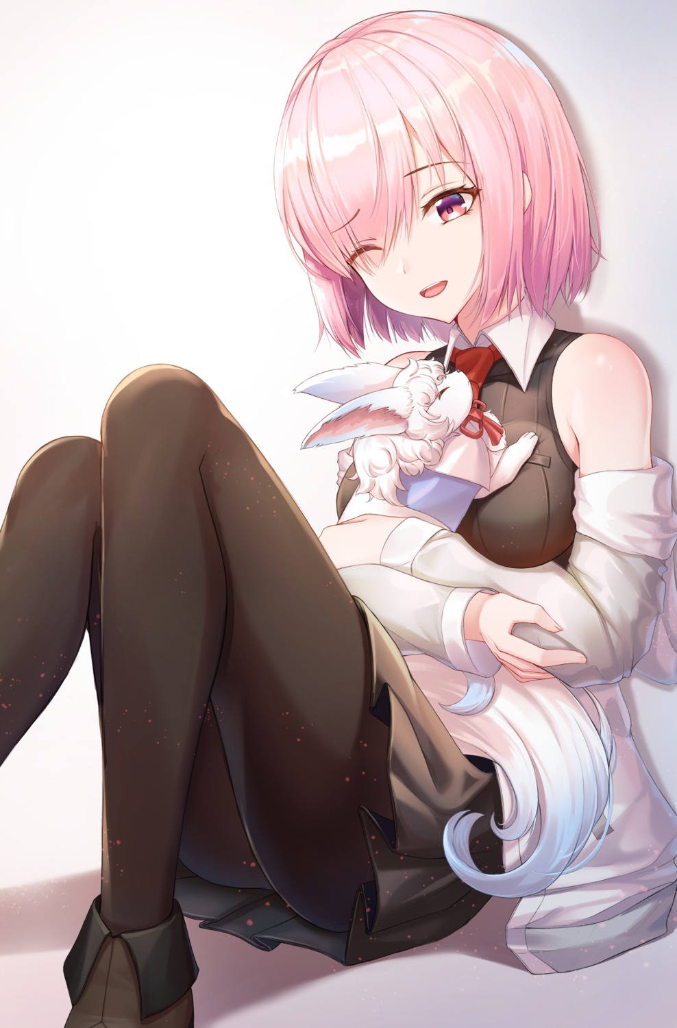 cow-ring, fate/grand_order, mash_kyrielight, pantyhose, skirt_lift