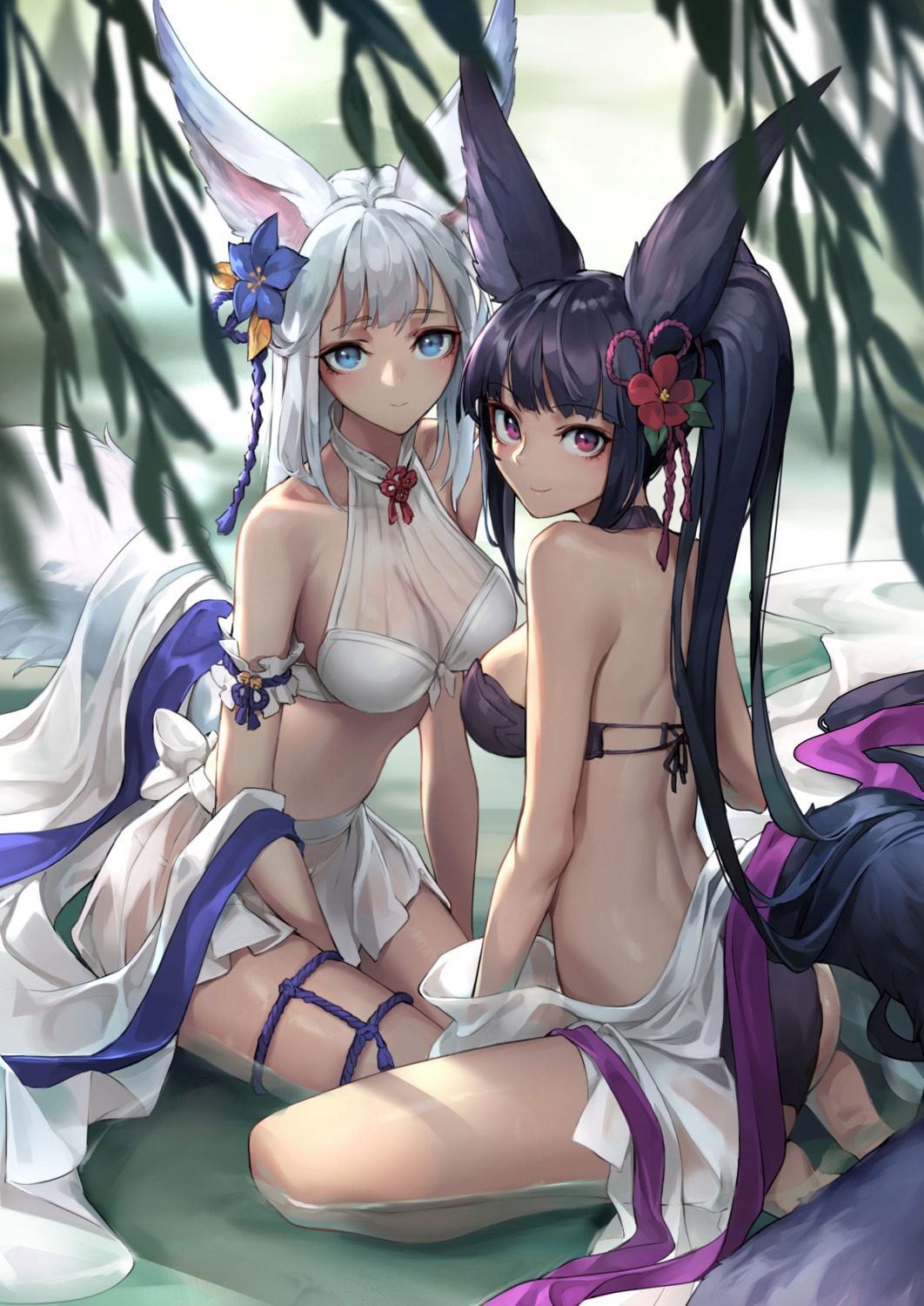 animal_ears, ass, bikini, cleavage, garter, granblue_fantasy, oopartz_yang, see_through
