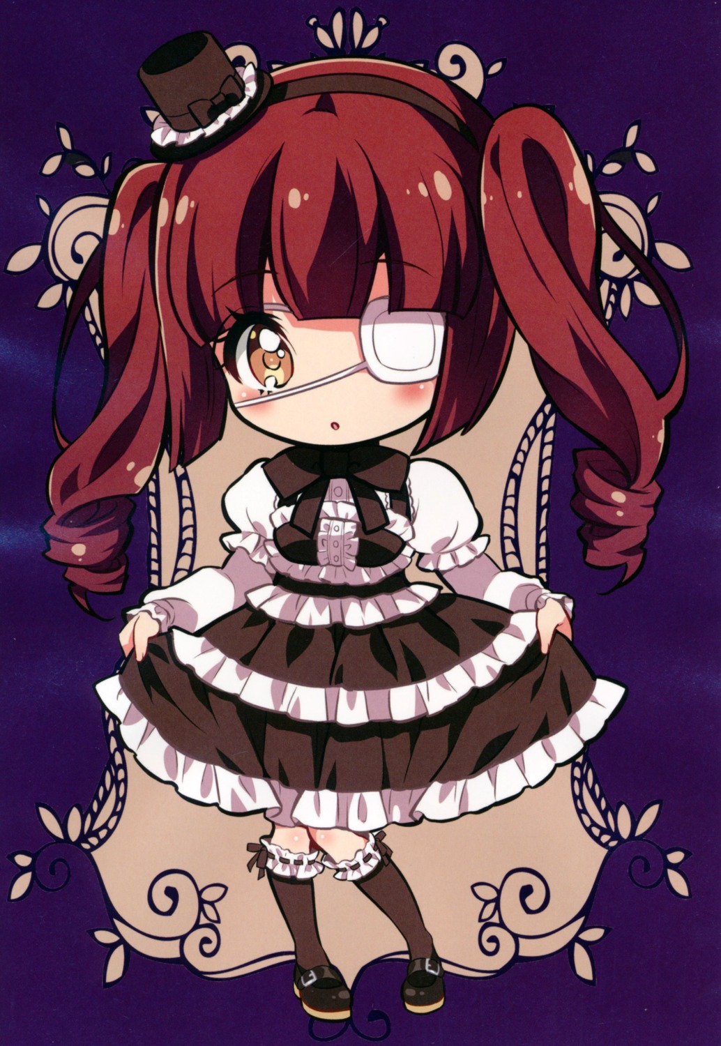 chibi, dress, eyepatch, fukunoren, gothic_lolita, hanazono_yurine, jashin-chan_dropkick, lolita_fashion, yukiwo