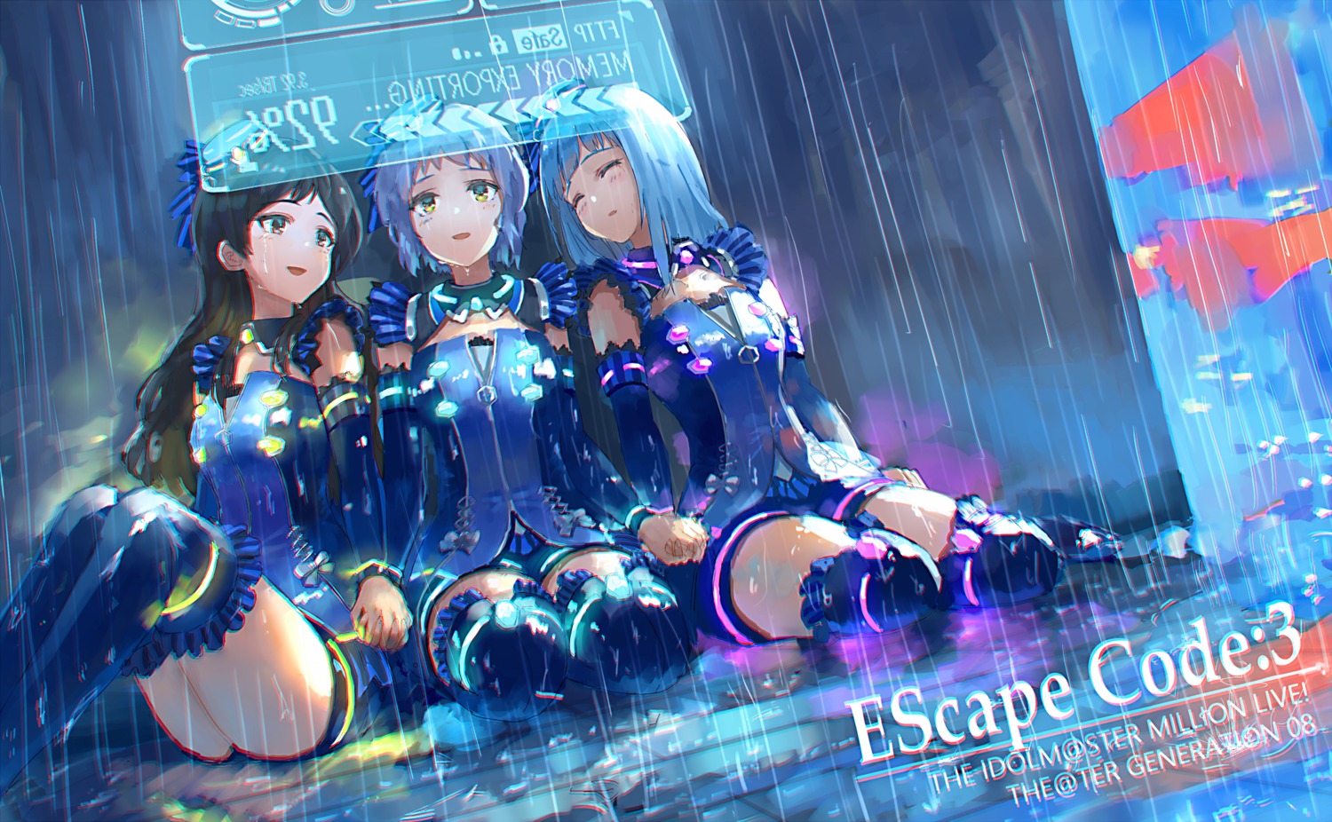kitazawa_shiho, madogiwa_(ran5), makabe_mizuki, shiraishi_tsumugi, the_idolm@ster, the_idolm@ster_million_live!, thighhighs, wet