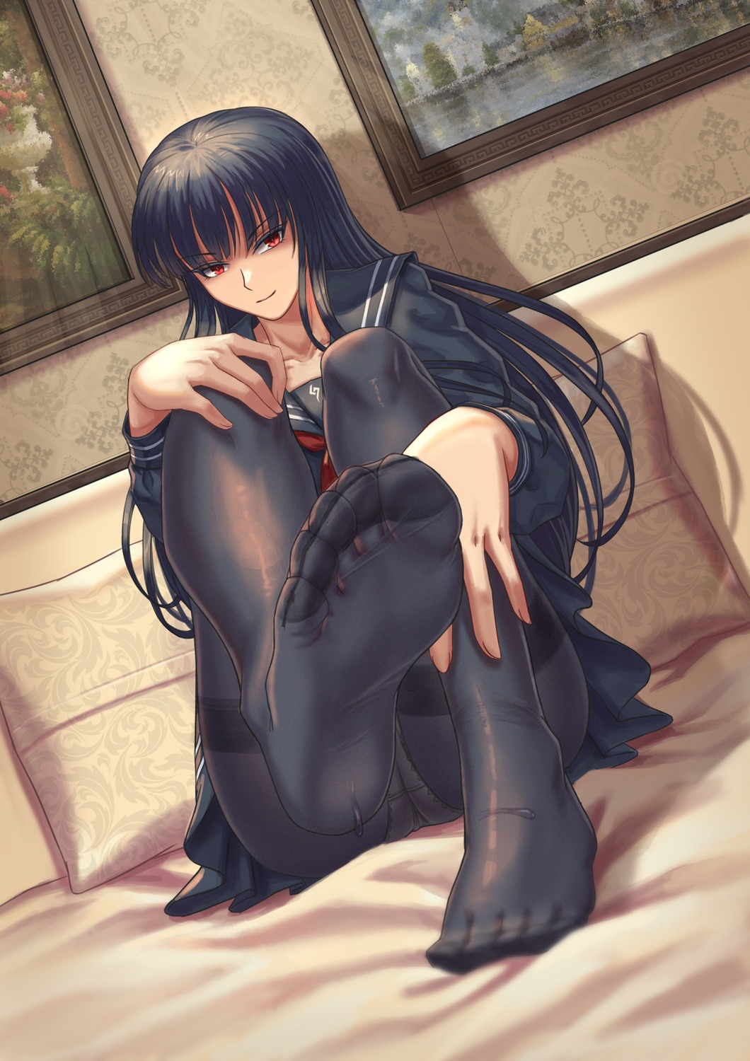 brilliant_naraku, feet, pantsu, pantyhose, seifuku, skirt_lift