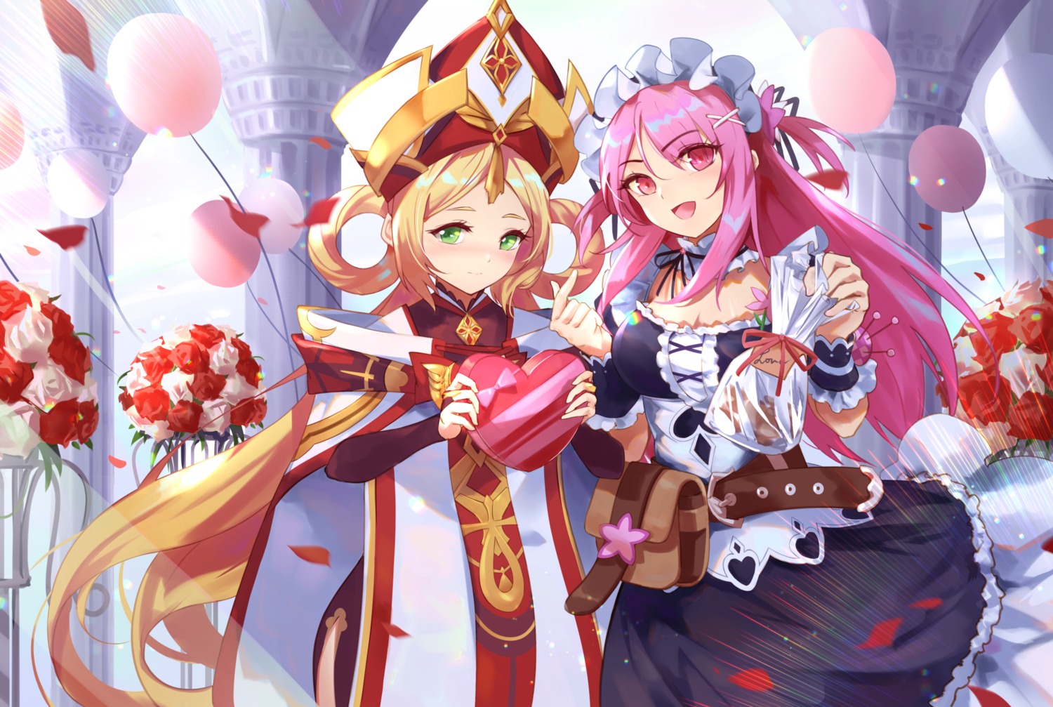 cleavage, faicha, goddess_of_genesis, maid, valentine
