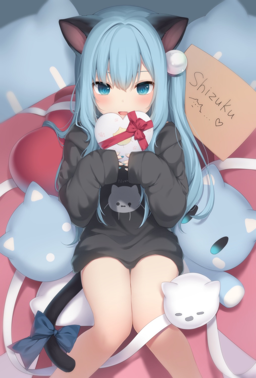 amashiro_natsuki, animal_ears, nekoha_shizuku, nekomimi, tail, valentine