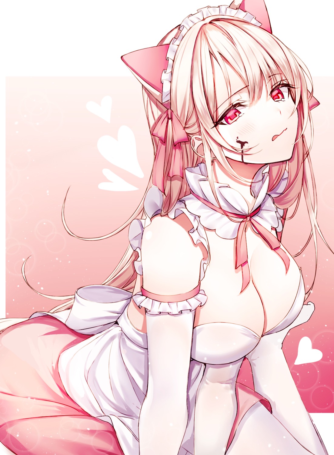 animal_ears, cleavage, cream, ggatip, maid, nekomimi, valentine