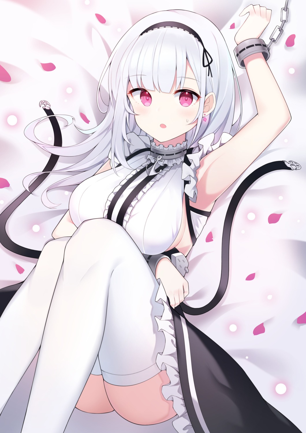 azur_lane, dido_(azur_lane), maid, paaru, skirt_lift, thighhighs