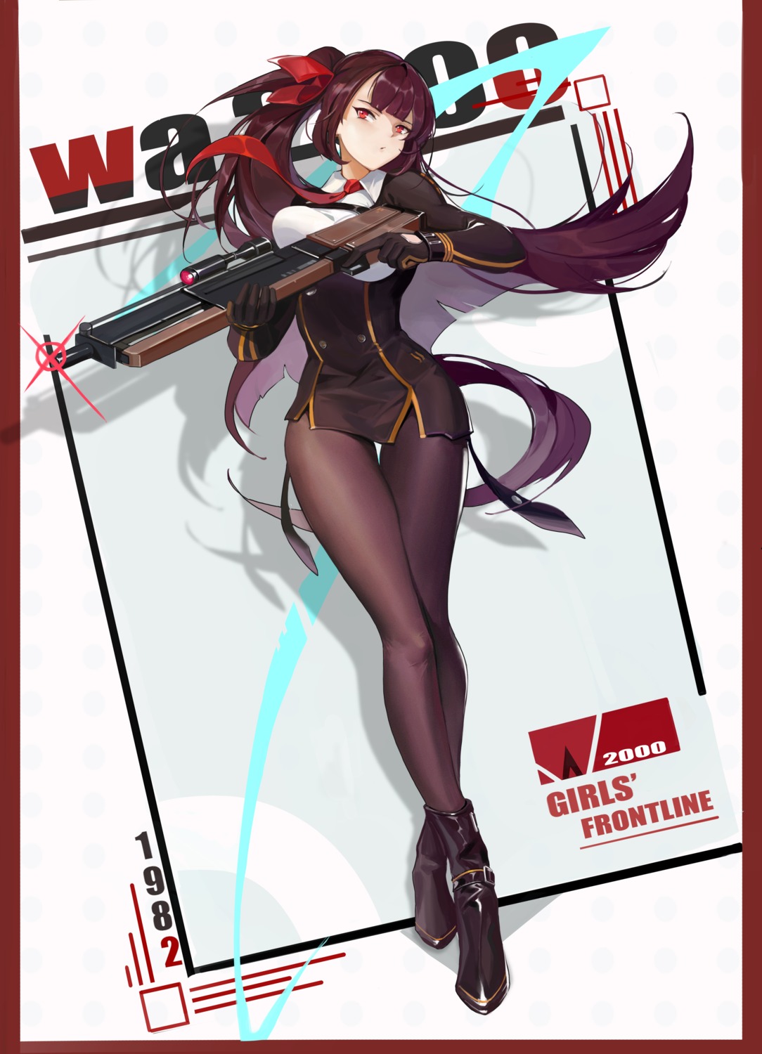 girls_frontline, guernical, gun, pantyhose, uniform, wa2000_(girls_frontline)