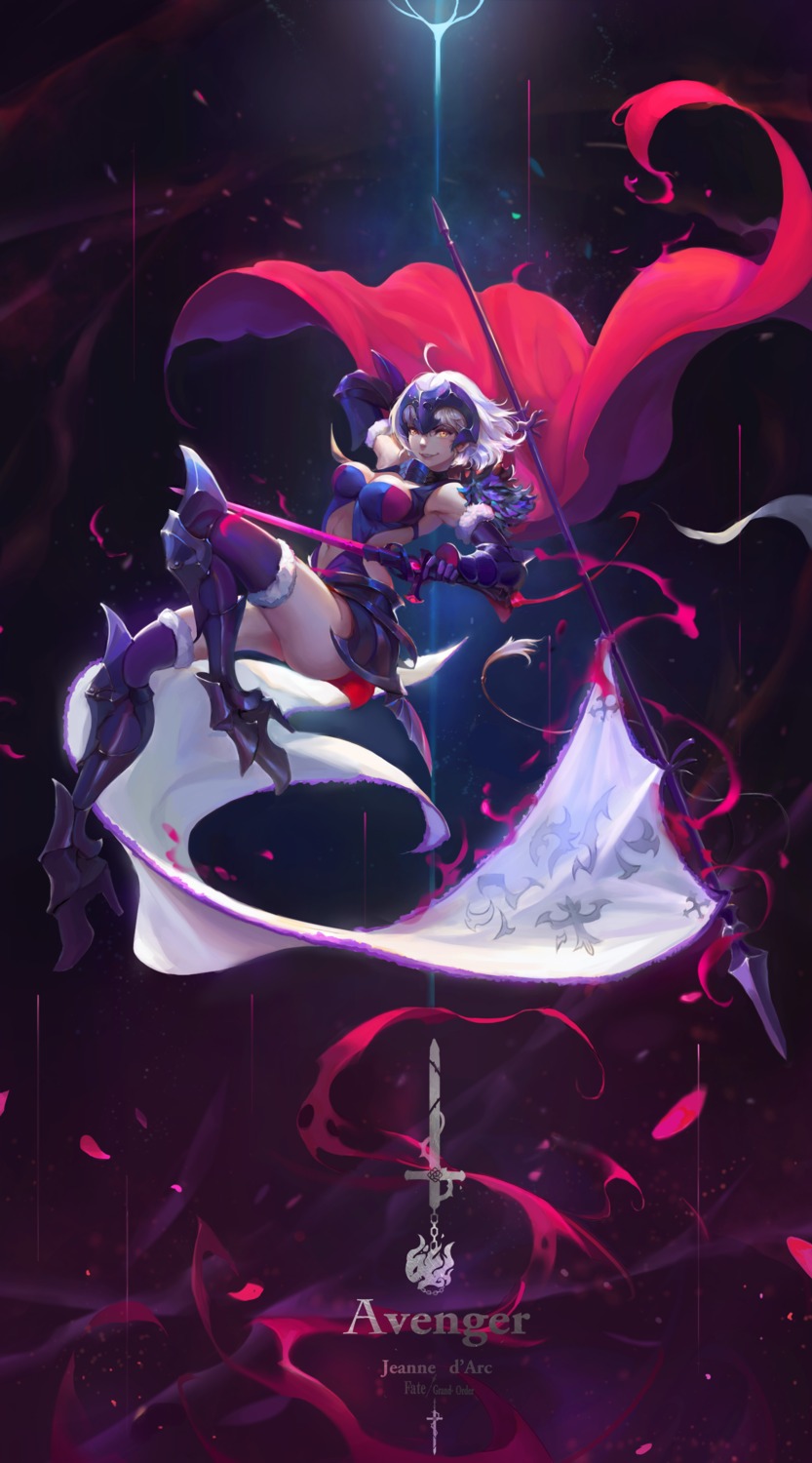 armor, cleavage, fate/grand_order, guernical, heels, jeanne_d'arc, jeanne_d'arc_alter_(fate), sword