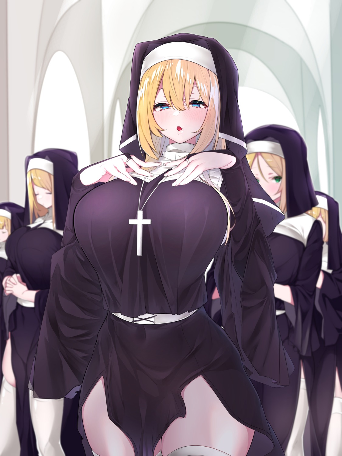 mitsudoue, nun, thighhighs