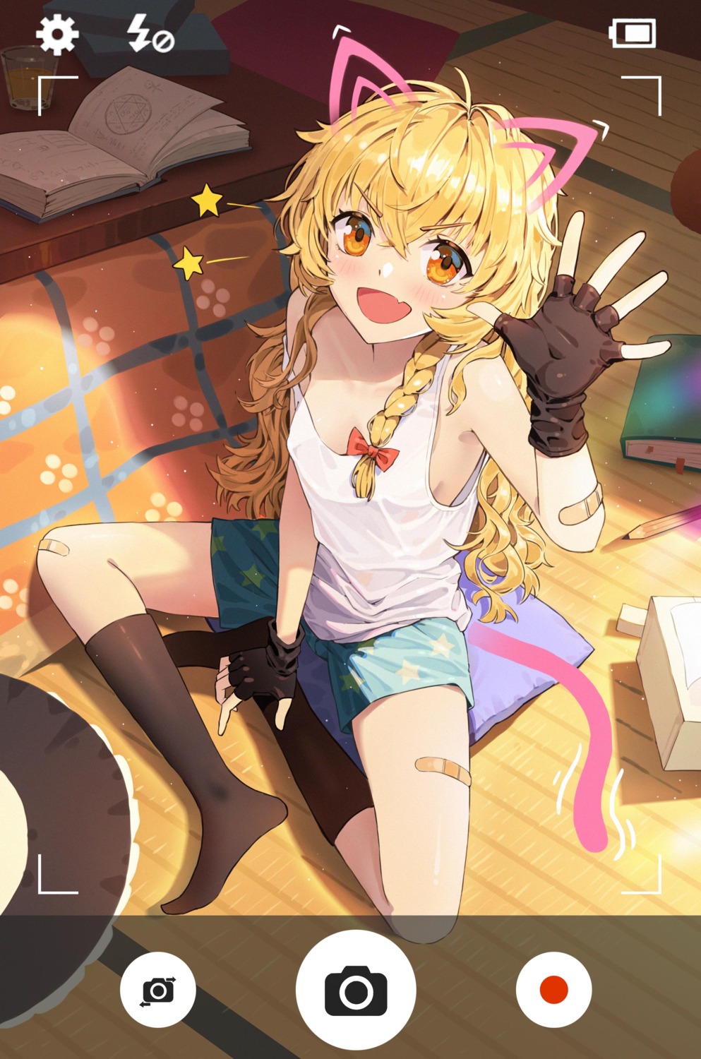 animal_ears, bandaid, jira, kirisame_marisa, nekomimi, no_bra, tail, touhou