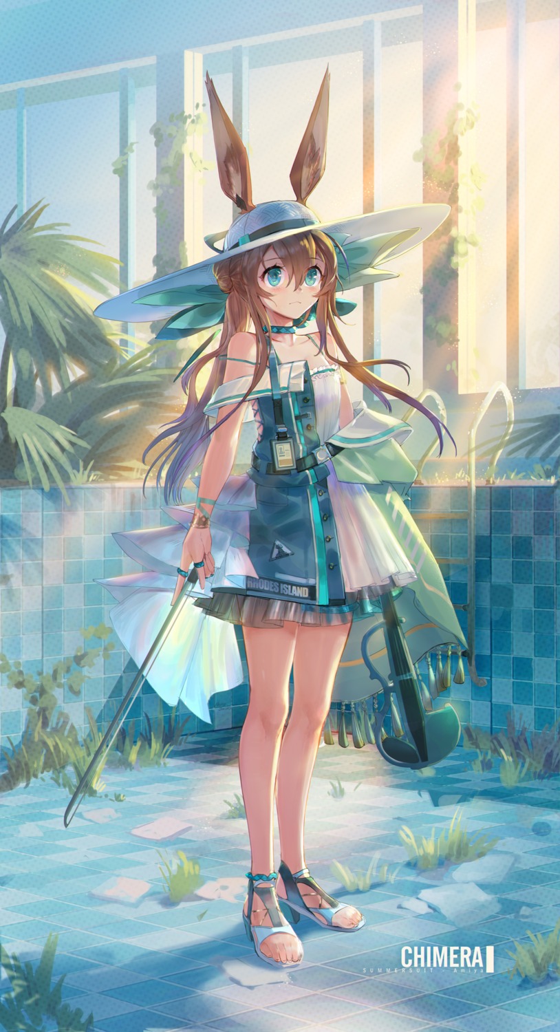 amiya_(arknights), animal_ears, arknights, bunny_ears, dress, heels, nemo_(leafnight)