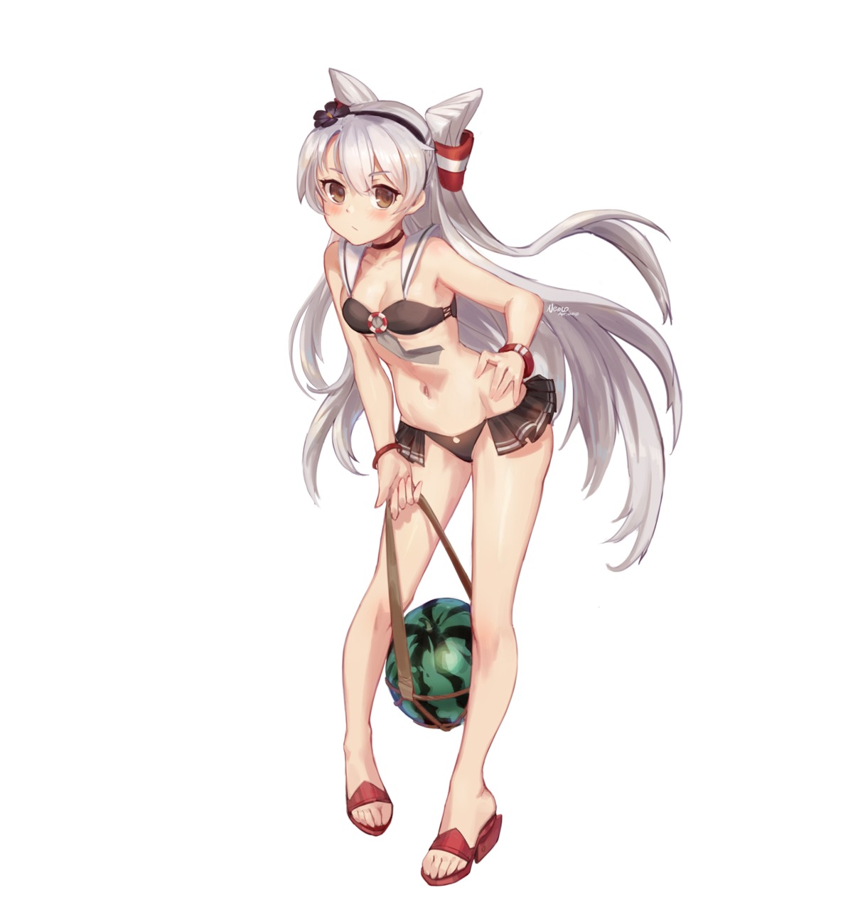 amatsukaze_(kancolle), bikini, cleavage, heels, kantai_collection, nemo_(leafnight), swimsuits, underboob