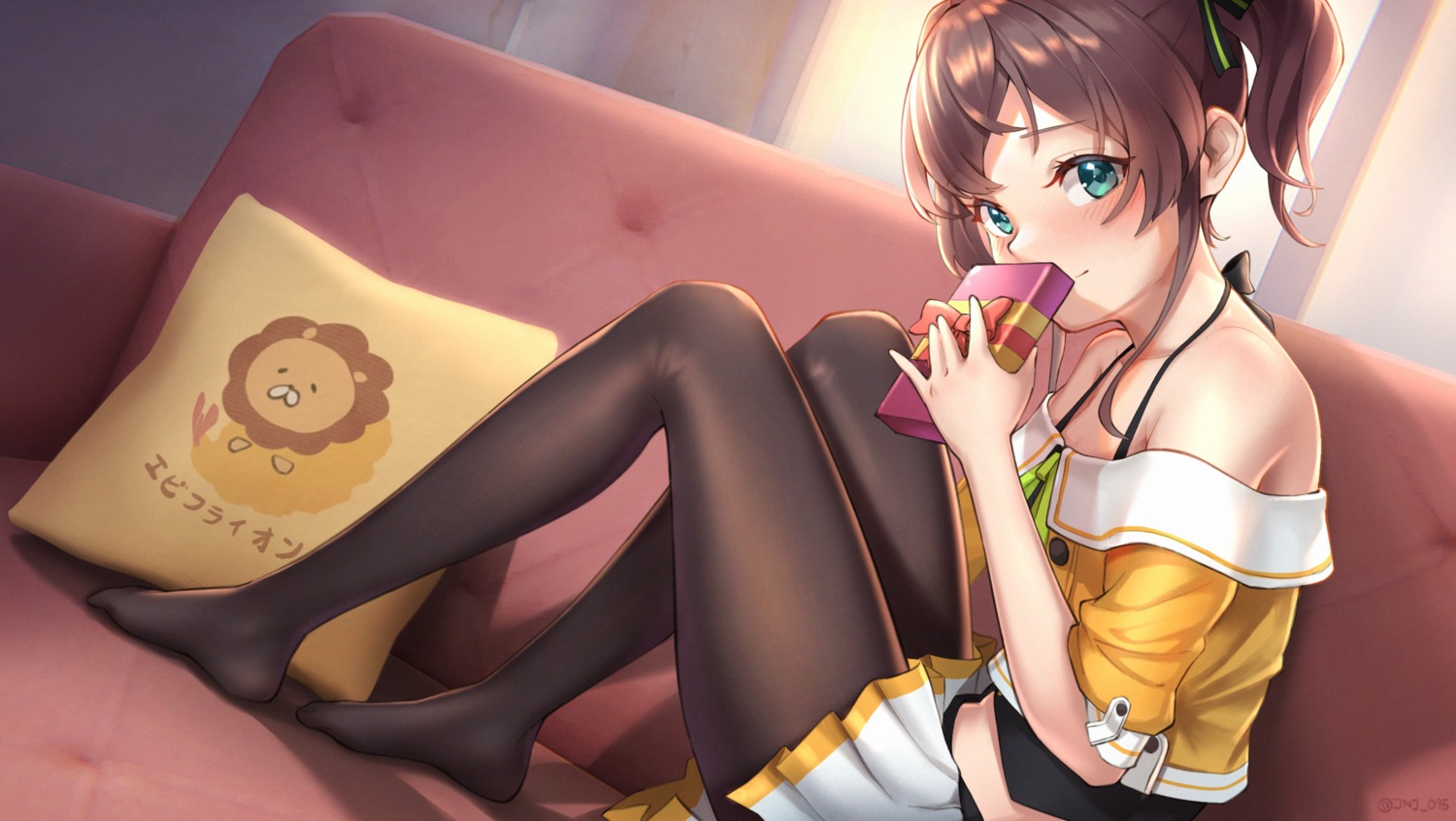 hololive, joeychen, natsuiro_matsuri, pantyhose, skirt_lift