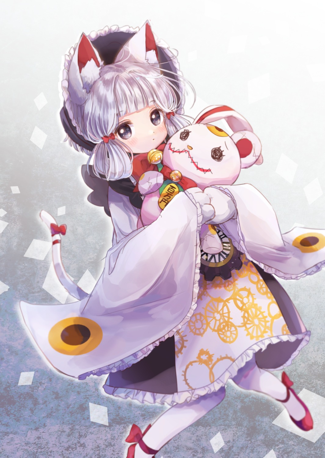 #compass, animal_ears, japanese_clothes, neko, nekomimi, rucaco, tail, translated