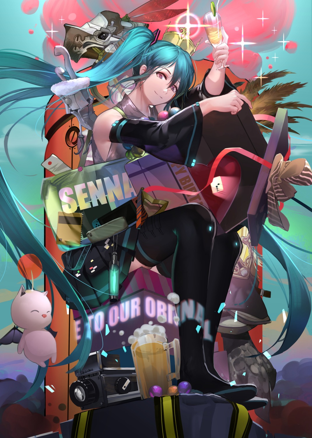 hatsune_miku, luomo, thighhighs, vocaloid