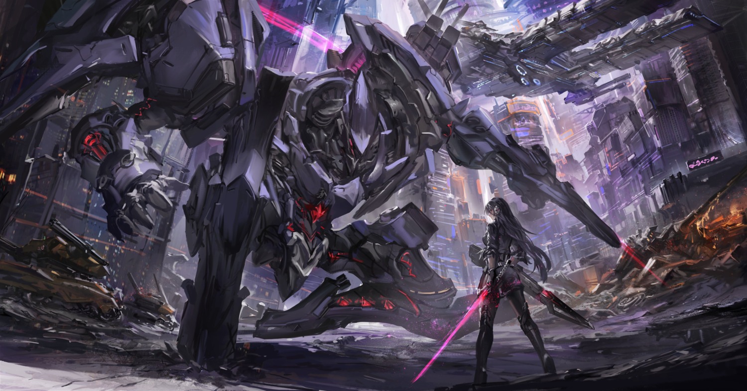 bodysuit, headphones, kidou_sentai_iron_saga, mecha, oboro_(iron_saga), stu_dts, sword