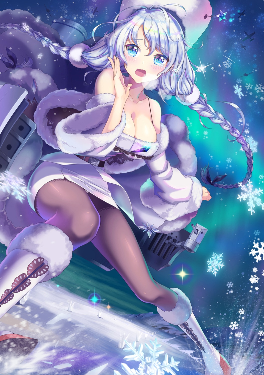 avrora_(azur_lane), azur_lane, cleavage, framo, heels, no_bra, pantsu, pantyhose