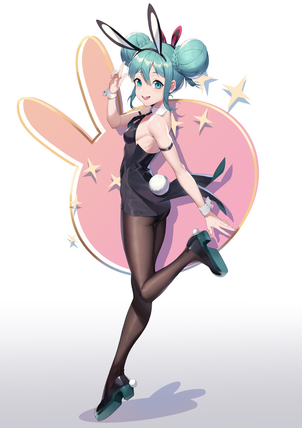 animal_ears, ass, bicute_bunnies_miku, bunny_ears, bunny_girl, hatsune_miku, heels, nori_tamahana, pantyhose, tail, vocaloid