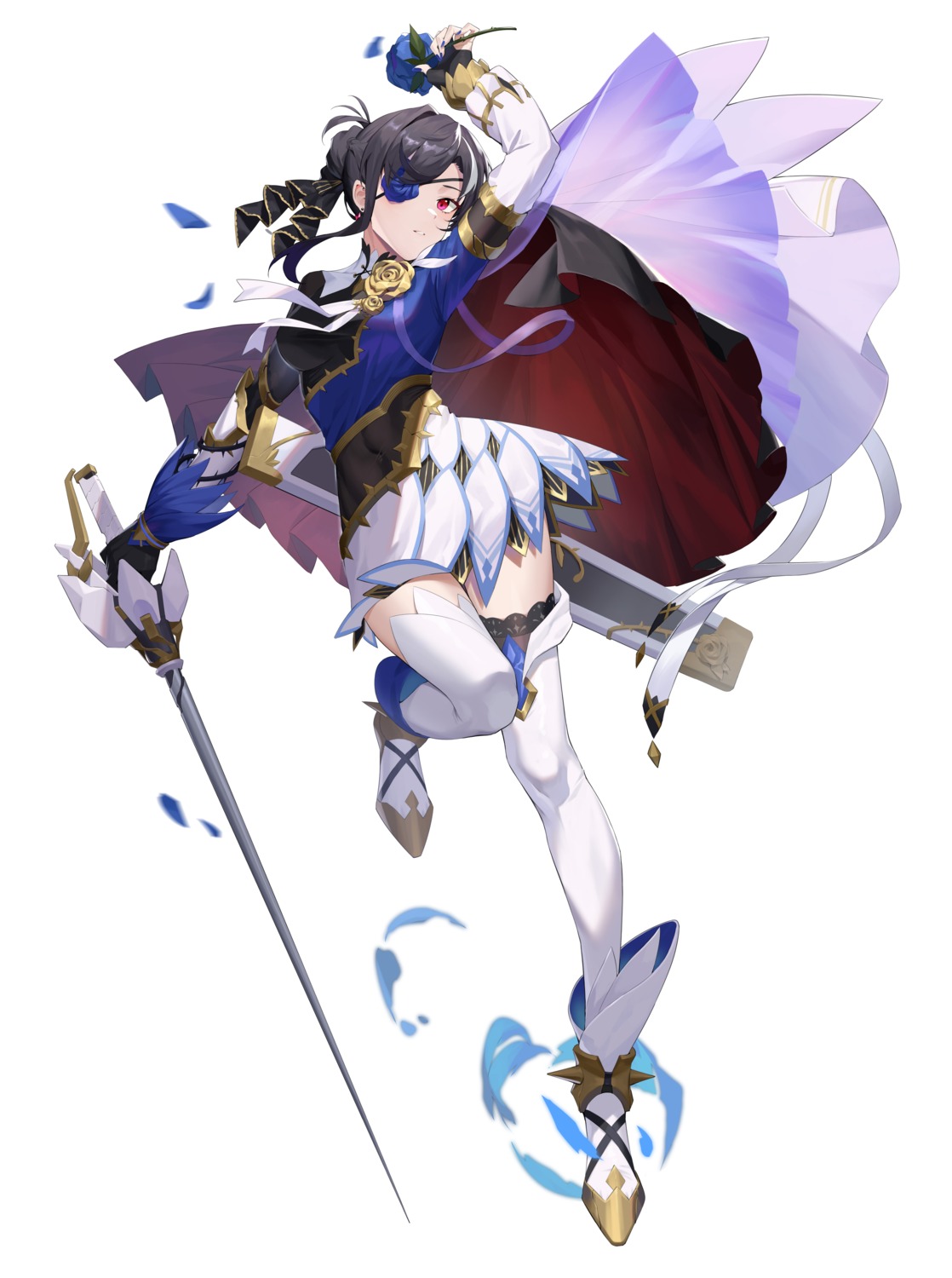 eyepatch, nori_tamahana, sword, thighhighs