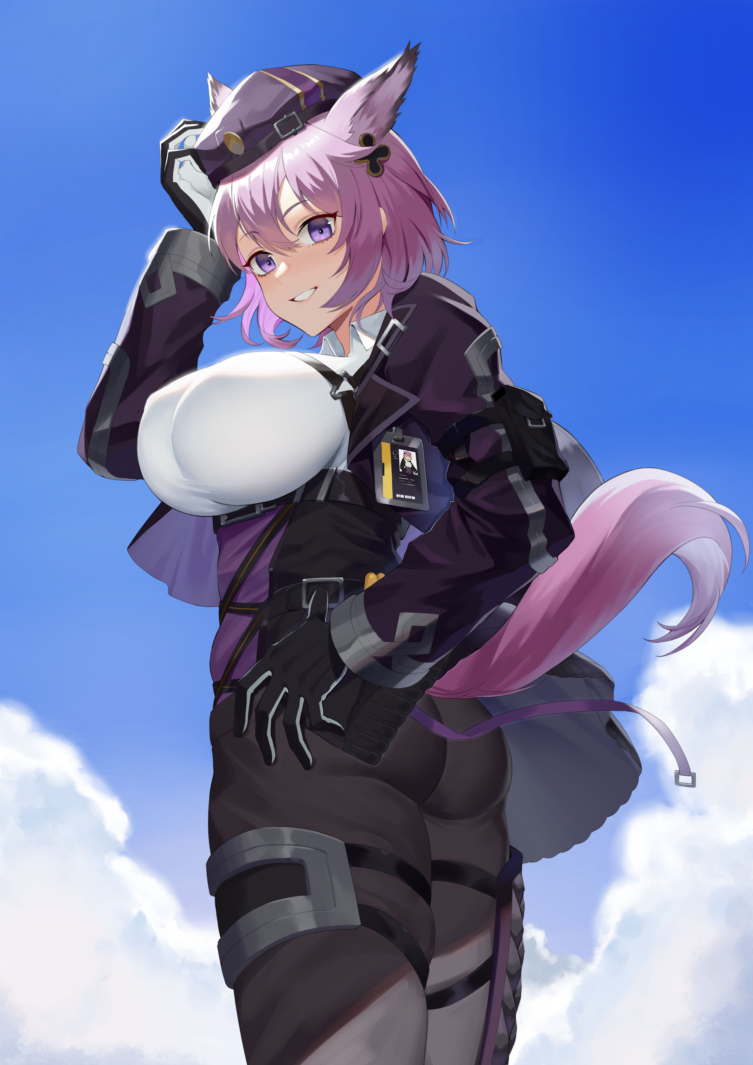 animal_ears, arknights, armor, ass, dur-nar_(arknights), erect_nipples, nori_tamahana, tail