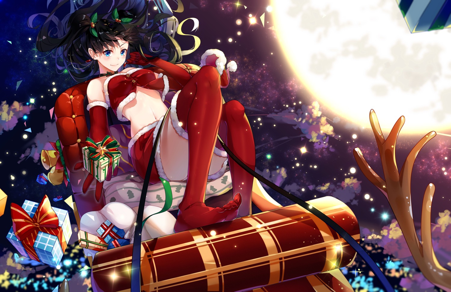 christmas, fate/stay_night, feet, kotatsu_kaya, pantsu, skirt_lift, thighhighs, toosaka_rin