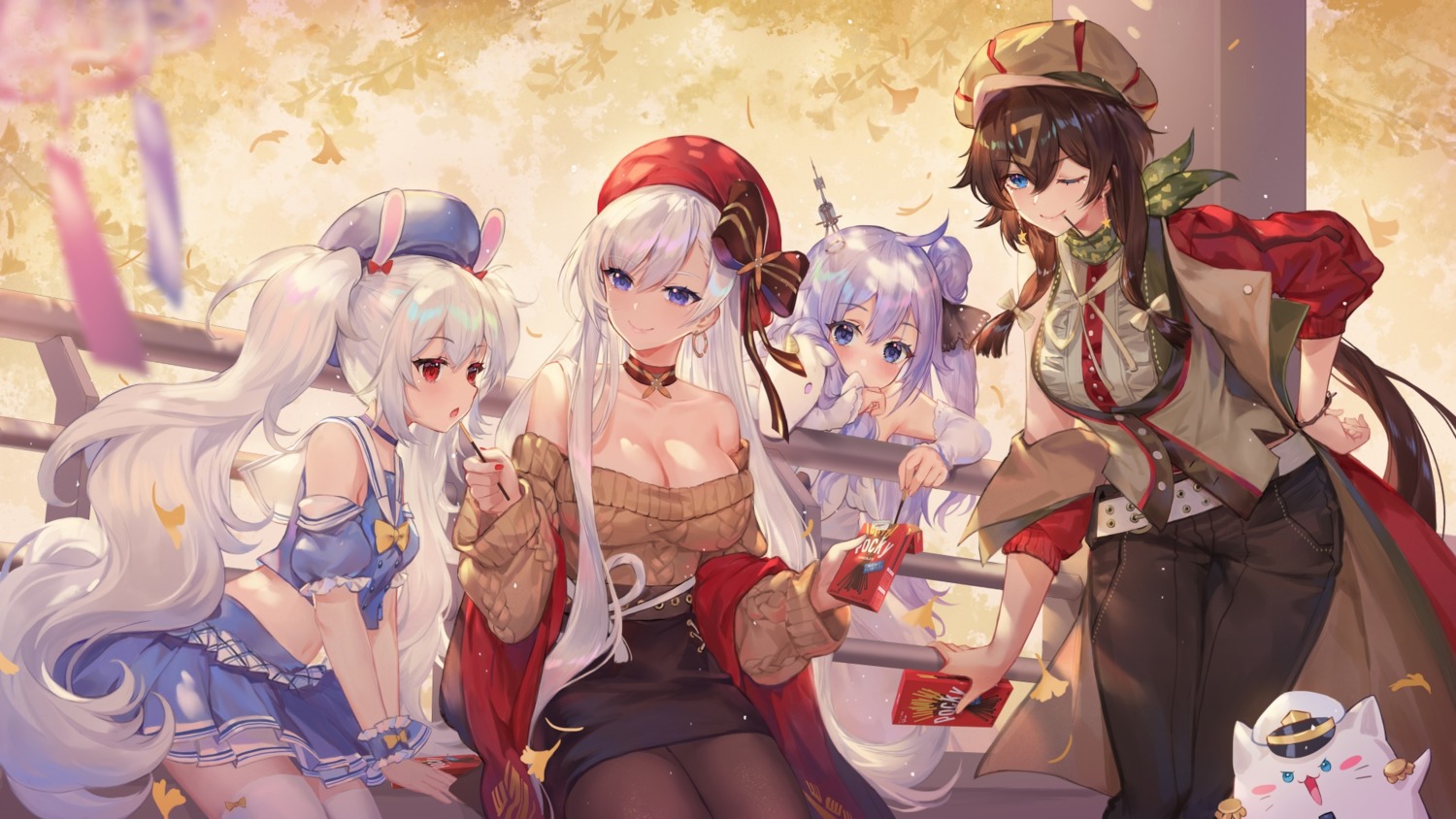 animal_ears, azur_lane, belfast_(azur_lane), bunny_ears, criin, georgia_(azur_lane), laffey_(azur_lane), no_bra