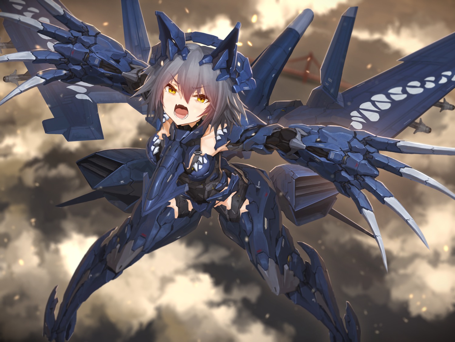 ace_combat, animal_ears, anthropomorphization, mecha_musume, tom-neko_(zamudo_akiyuki), wings