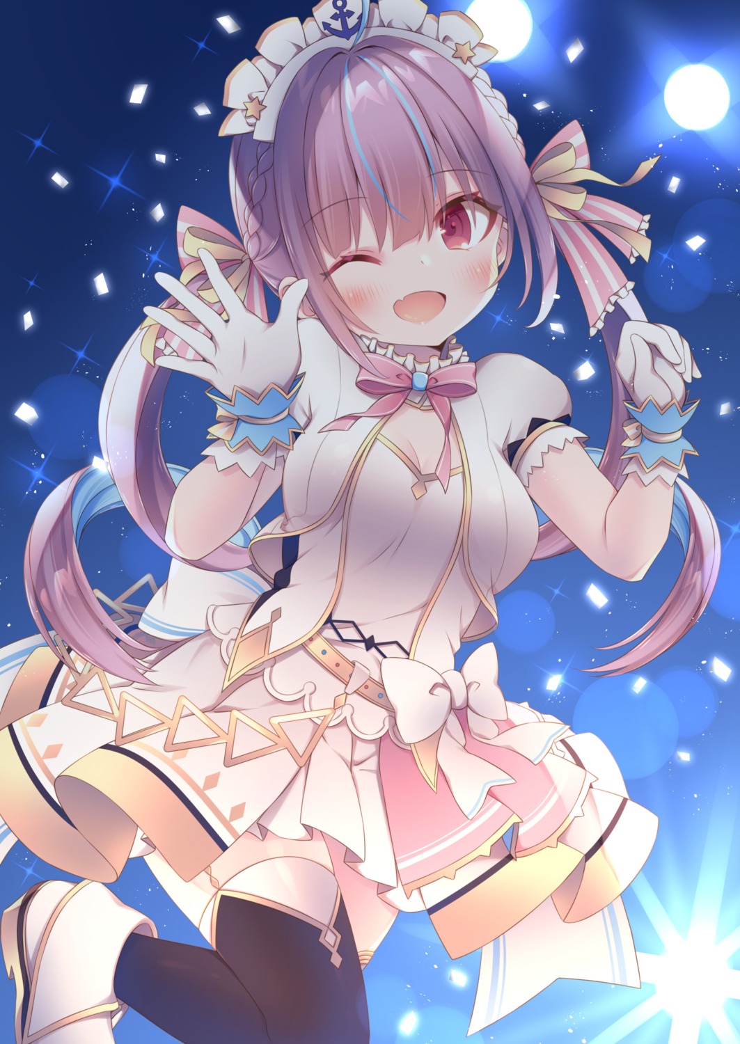 anju, cleavage, hololive, minato_aqua, stockings, thighhighs