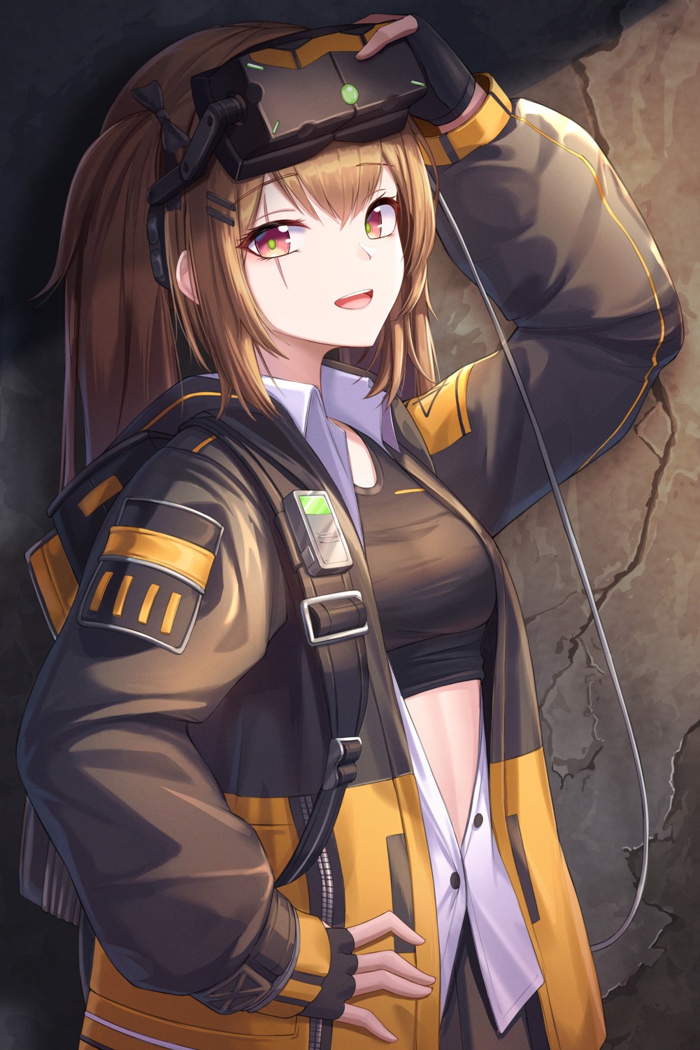 cow-ring, girls_frontline, open_shirt, ump9_(girls_frontline)
