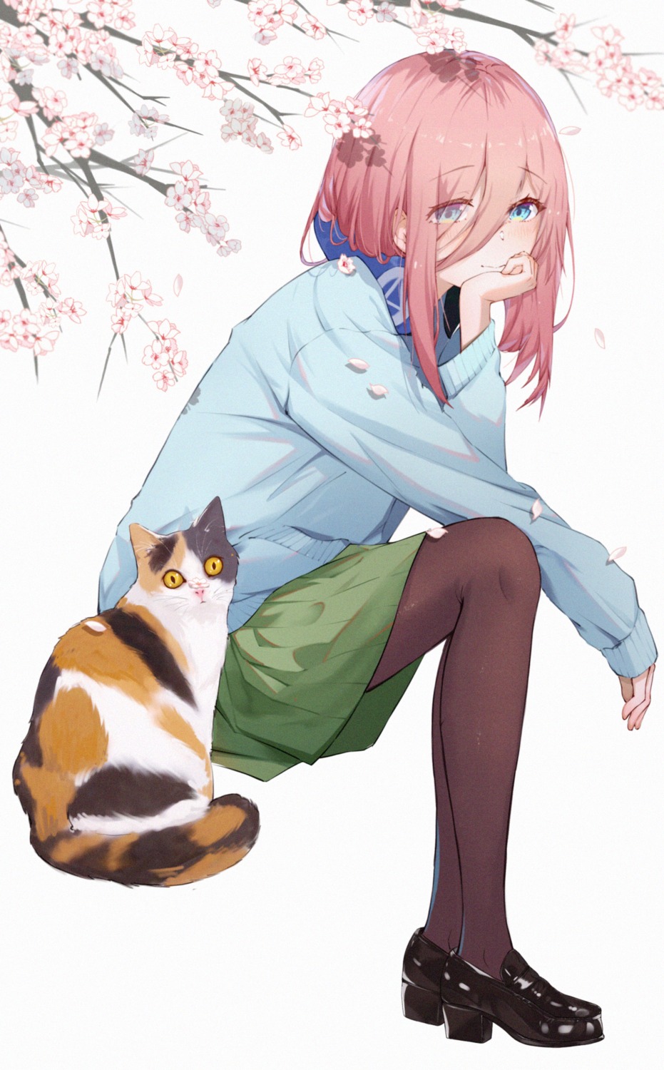 5-toubun_no_hanayome, bsmycc, headphones, heels, nakano_miku, neko, pantyhose, seifuku