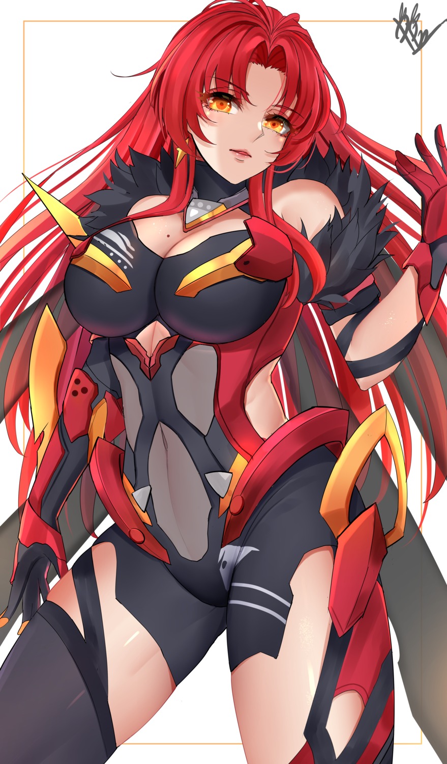 benghuai_xueyuan, bodysuit, cleavage, honkai_impact, murata_himeko, noise_paper, thighhighs