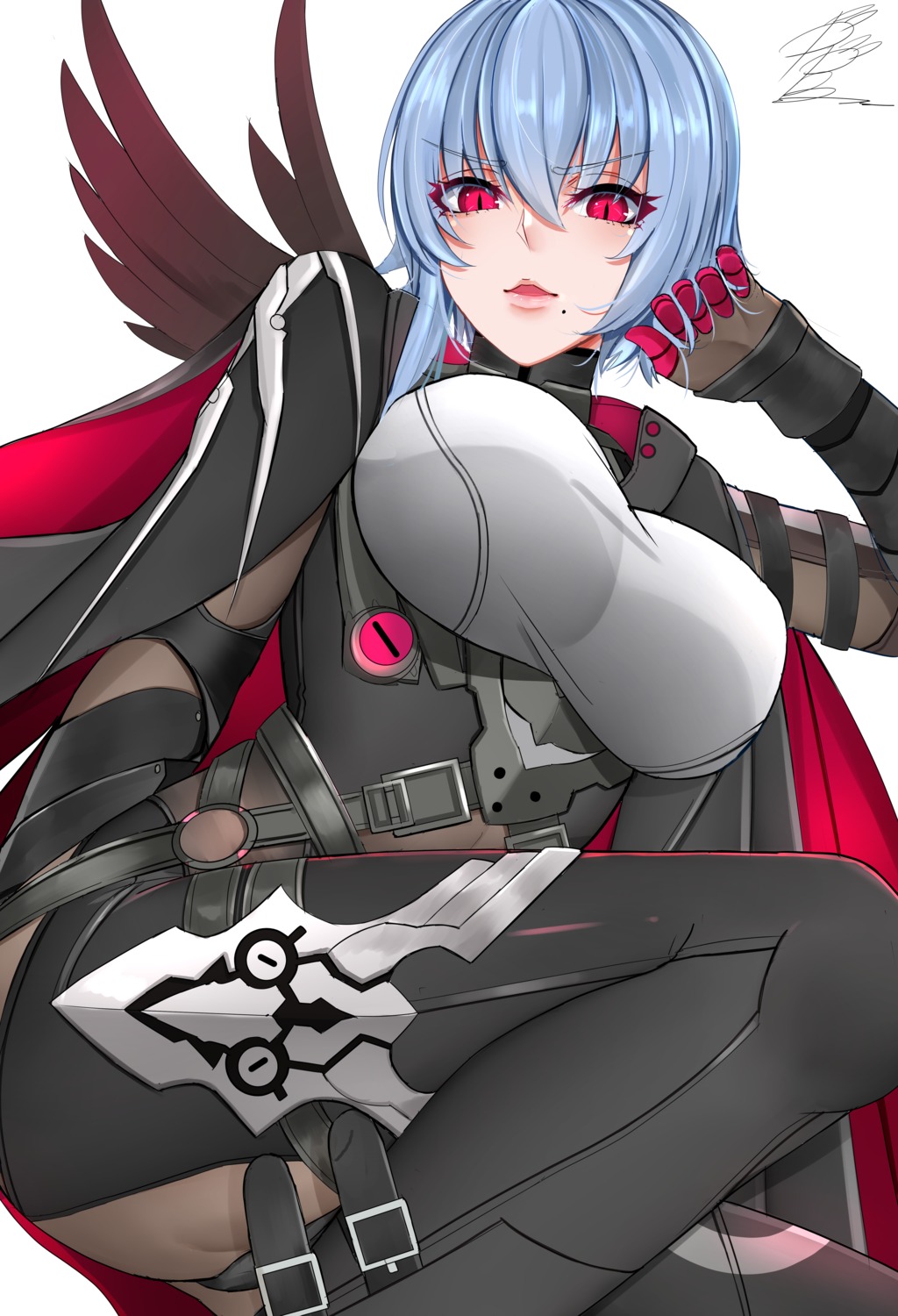 benghuai_xueyuan, bodysuit, honkai_impact, noise_paper, raven_(honkai_impact_3rd), see_through, wings