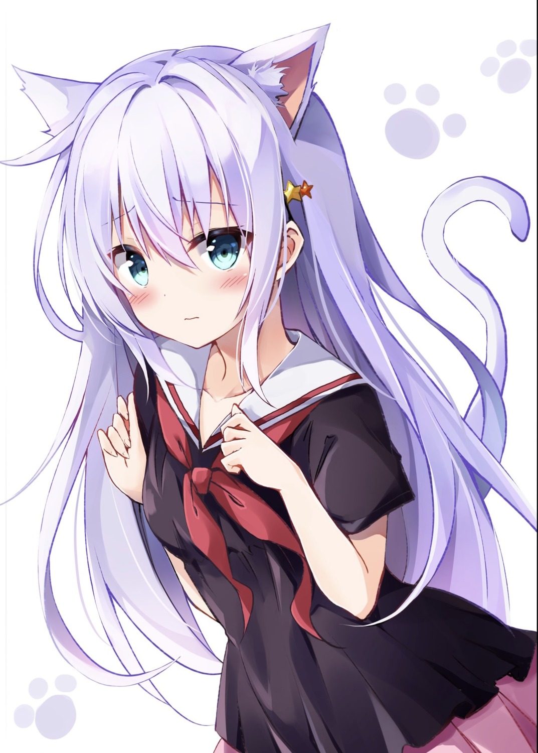 animal_ears, hoshinomiya_kunon, hyurasan, nekomimi, seifuku, tail