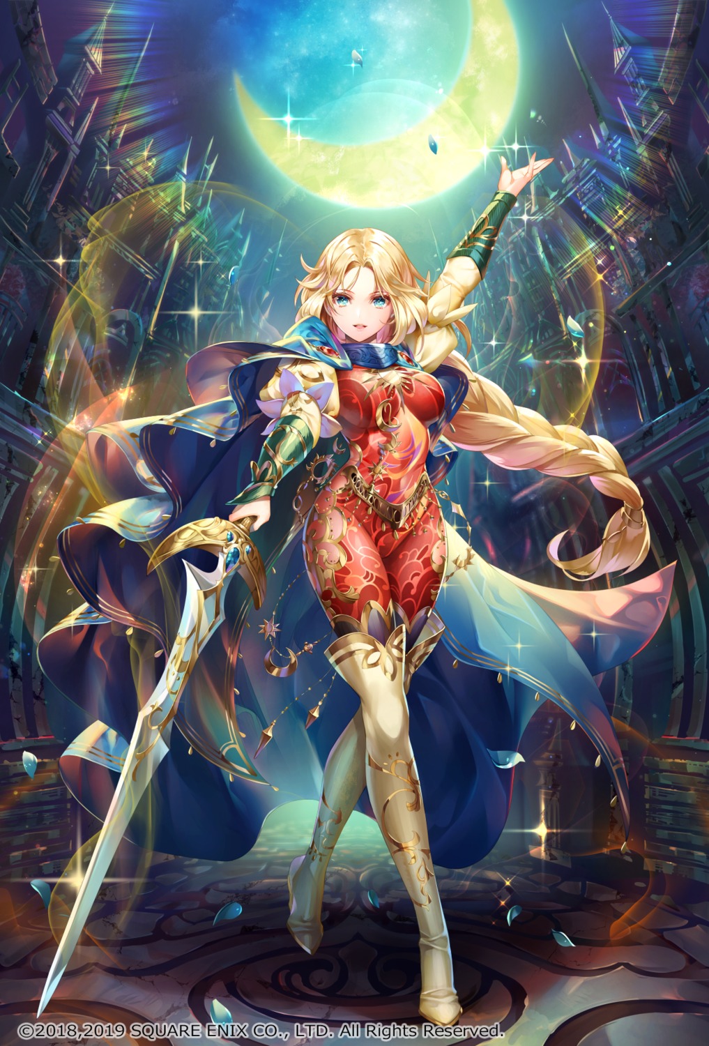 bodysuit, heels, nemusuke, romancing_saga_re;universe, sword, thighhighs