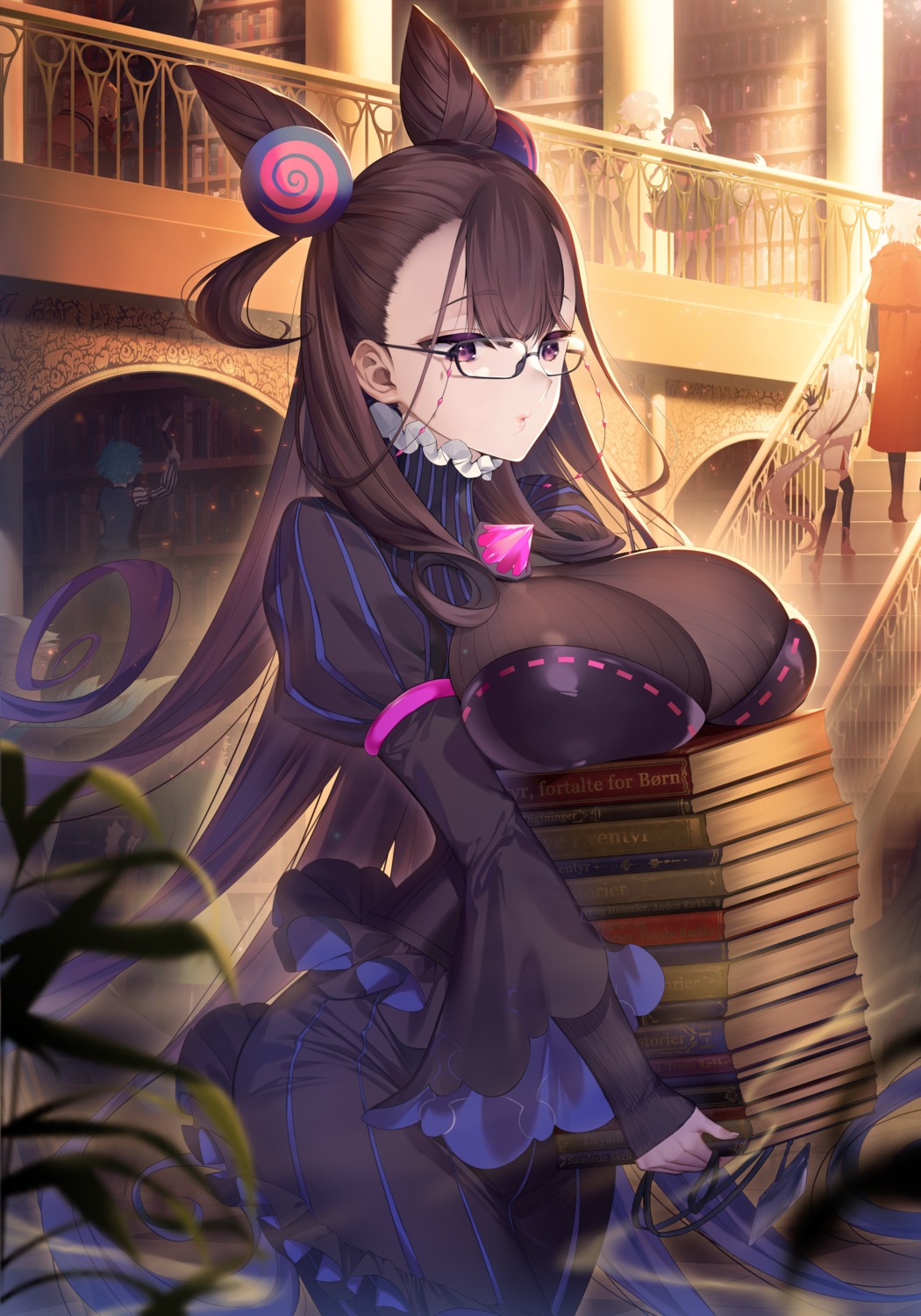 amakusa_shirou_tokisada_(fate), arrow_(tamawo222), dress, fate/grand_order, hans_christian_andersen_(fate), jack_the_ripper, jeanne_d'arc_alter_santa_lily, megane, mordred_(fate), murasaki_shikibu_(fate), nursery_rhyme_(fate/extra), thighhighs