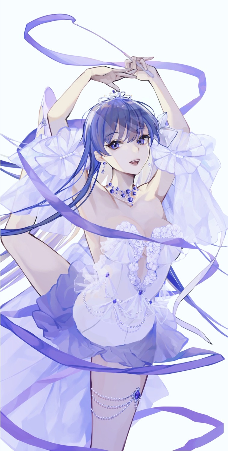 bb_(fate), cleavage, dress, fate/extra, fate/grand_order, fate/stay_night, garter, hutuu_(1121), no_bra, see_through, skirt_lift