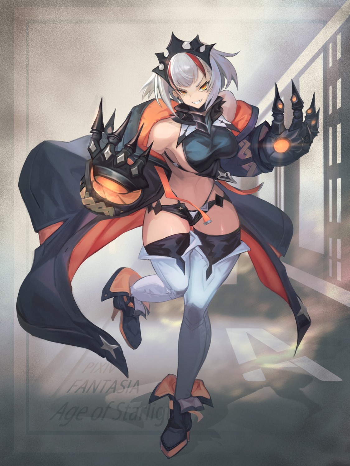 armor, heels, no_bra, pantsu, pixiv_fantasia_age_of_starlight, sakazu_mekasuke