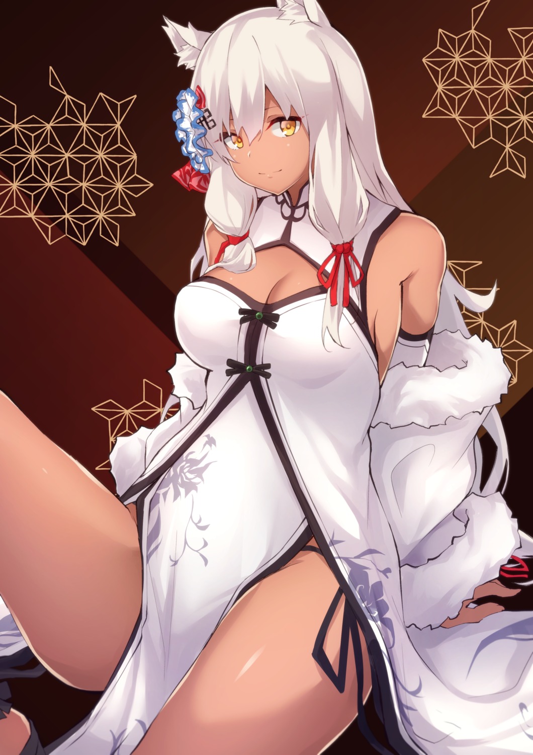 animal_ears, chinadress, cleavage, flugel, girls_frontline, mossberg_m590_(girls_frontline), pantsu, string_panties