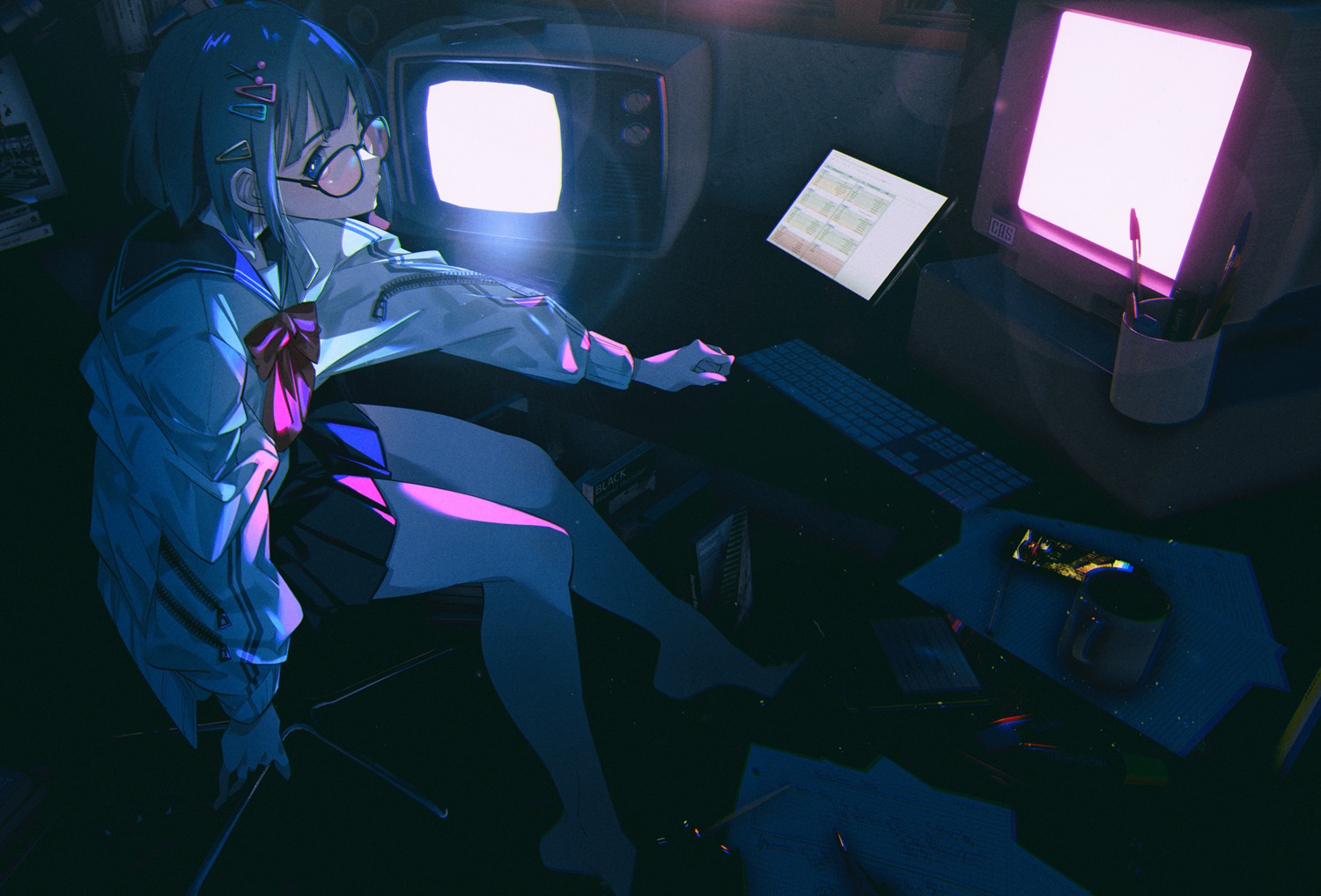 megane, seifuku, shiomi_(lowrise)