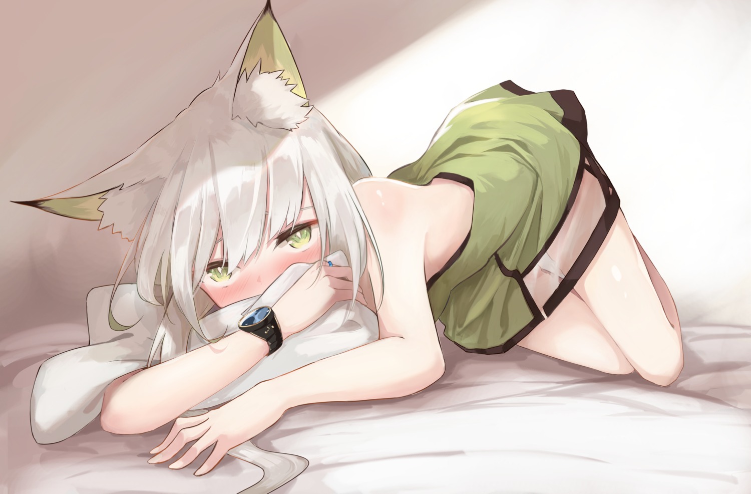 animal_ears, arknights, dress, kal'tsit_(arknights), kashiyarrm, no_bra, see_through