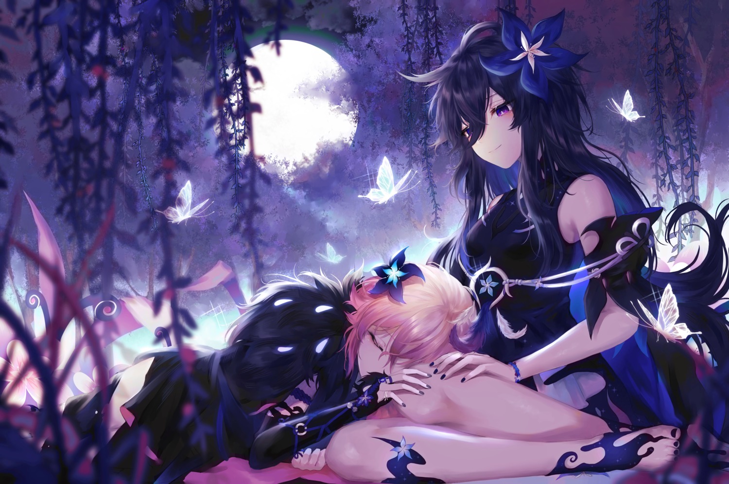 dress, elsword, laby_(elsword), nisha_(elsword), takano_jiyuu, yuri