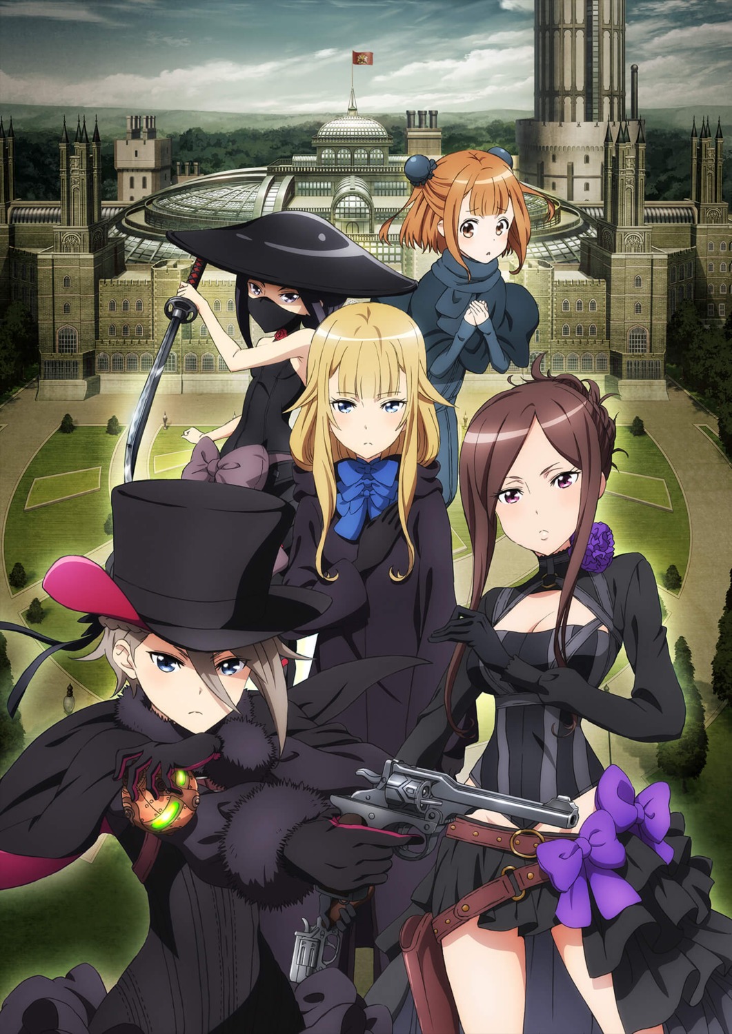 ange_(princess_principal), beatrice_(princess_principal), chise_(princess_principal), cleavage, dorothy_(princess_principal), dress, gun, princess_(princess_principal)