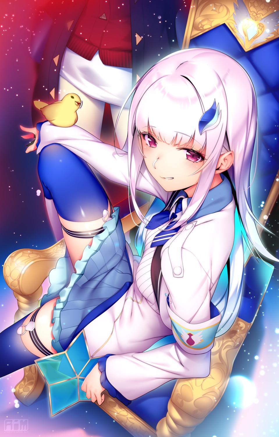garter, lize_helesta, nijisanji, ryuji_(ikeriu), seifuku, skirt_lift, stockings, thighhighs