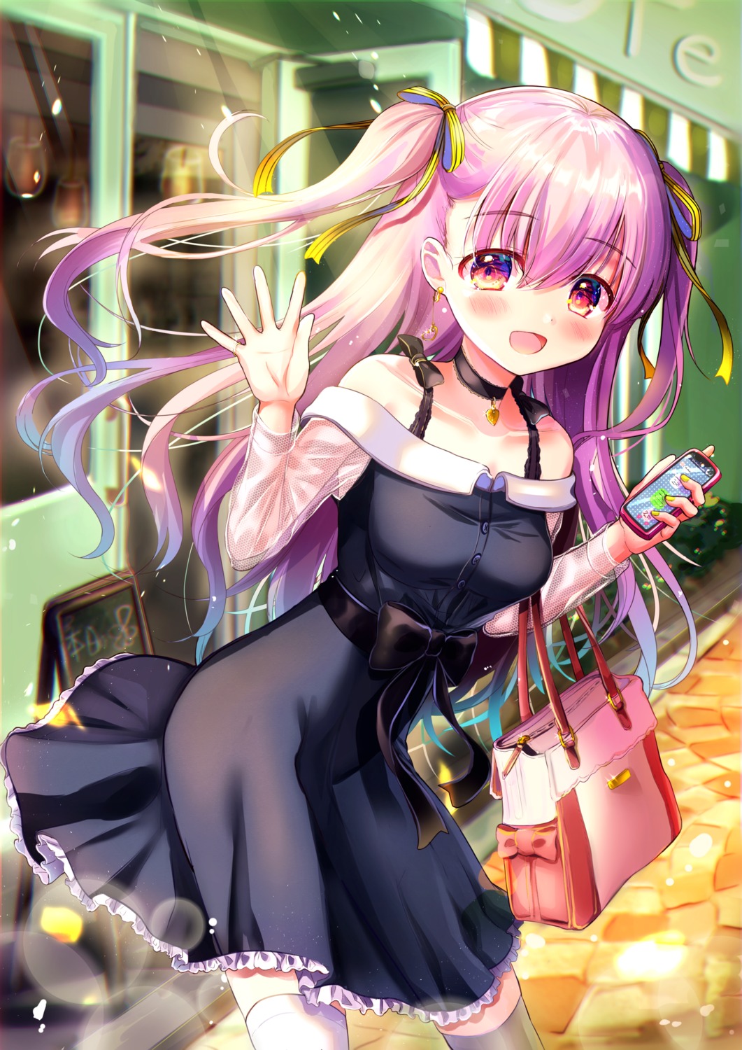 dress, izumi_asayo, see_through, skirt_lift, thighhighs